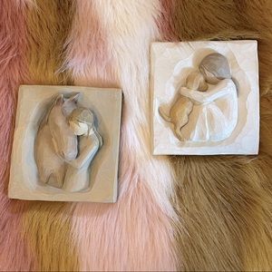 WILLOW TREE Wall Plaque with a Girl and her Horse & a girl and her Dog Puppy